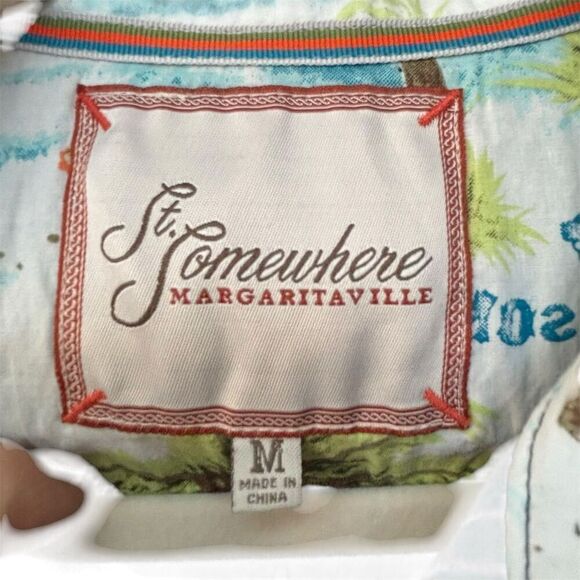 St. Somewhere Margaritaville Men's Nautical Sailing Button-Up Shirt Size M - Picture 6 of 7